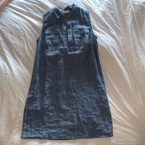 Never Worn Blue Linen Dress With Pockets